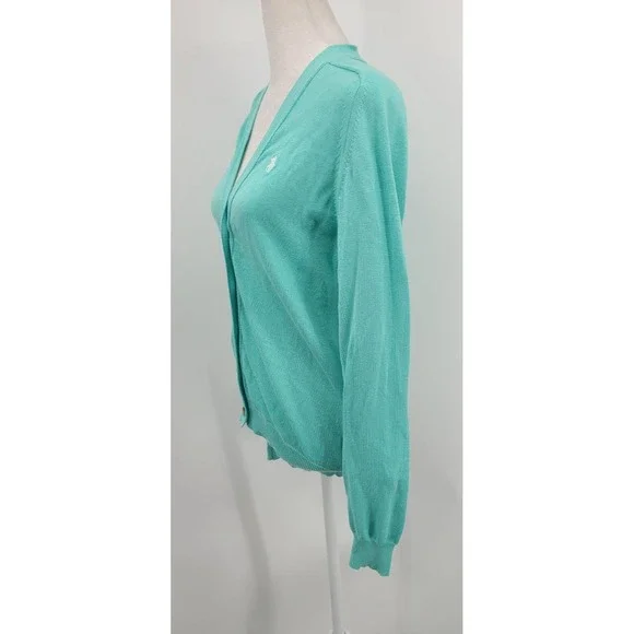 Ralph Lauren Sport Women Preppy Cardigan Large Old Money Tortoiseshell Button - Picture 5 of 13